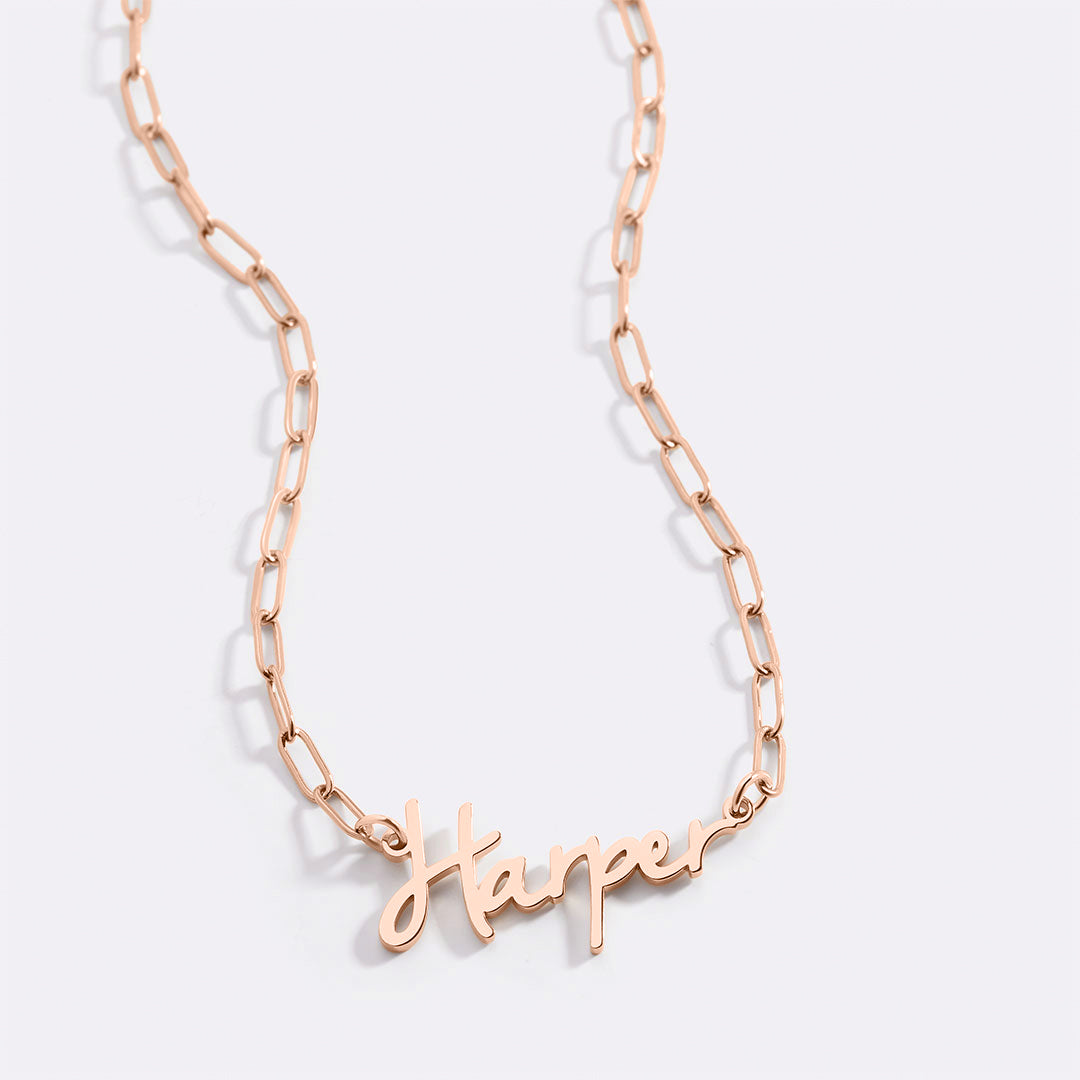 Feen-Namenskette mit Paperclip-Kette