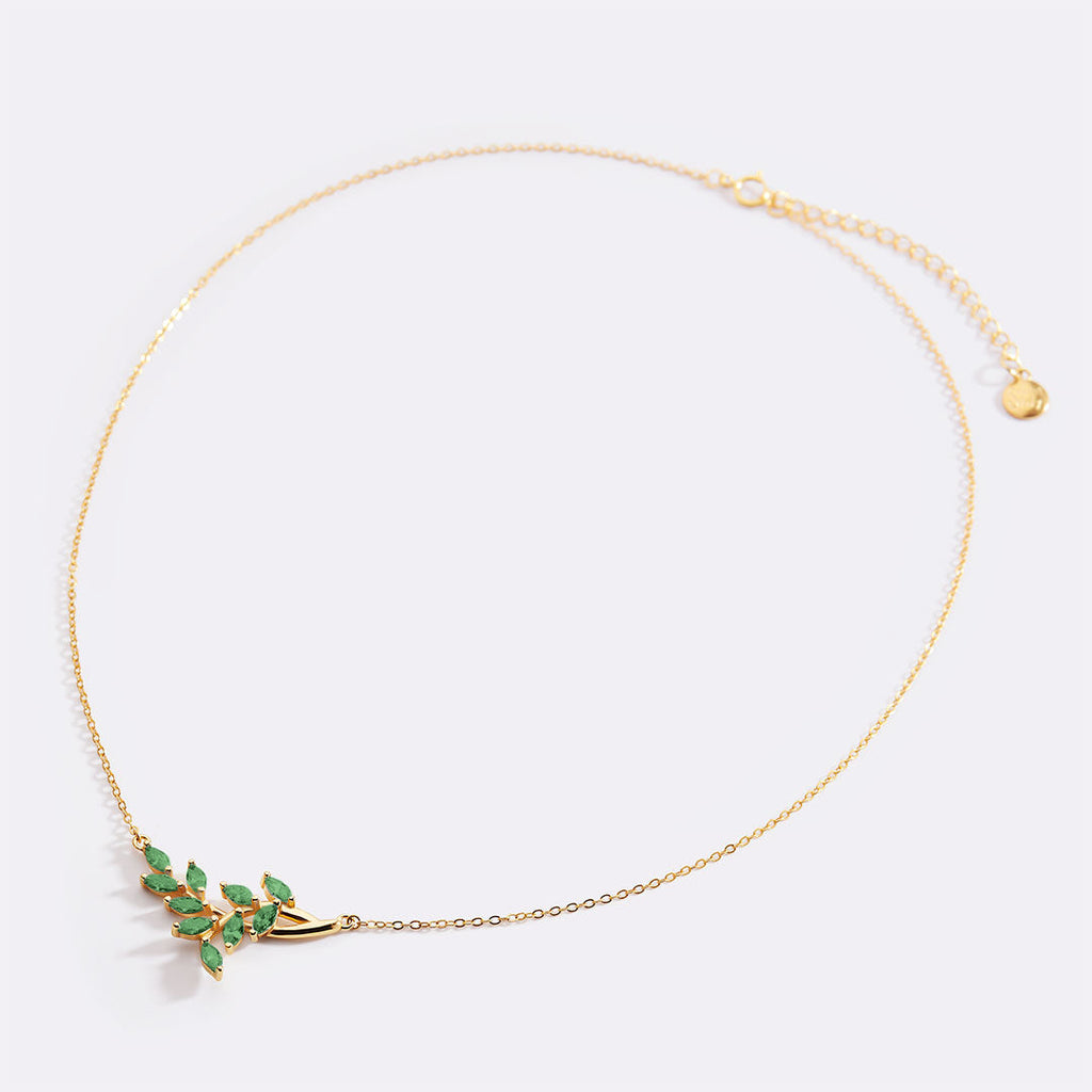 Birthstone Leaf Pendant Necklace