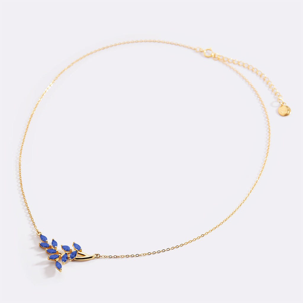 Birthstone Leaf Pendant Necklace