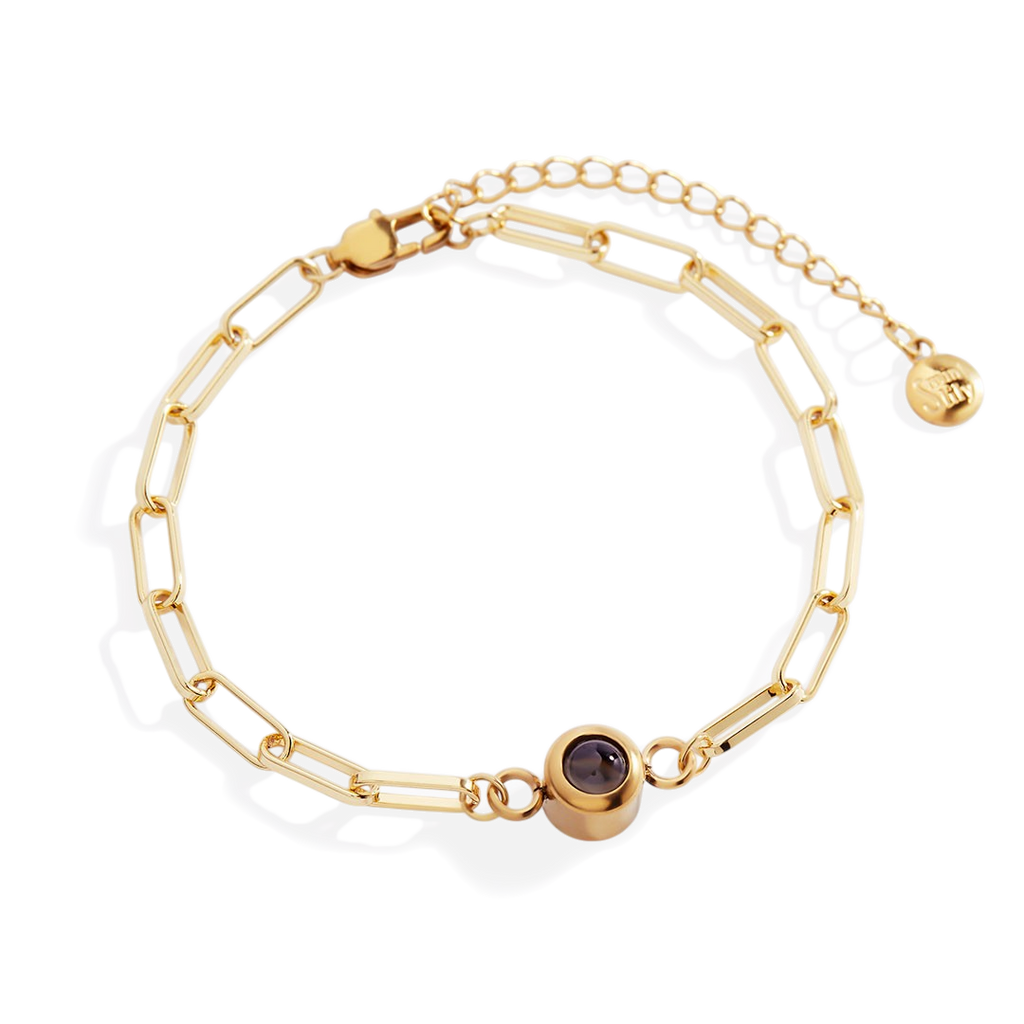Fotoarmband mit Büroklammerkette