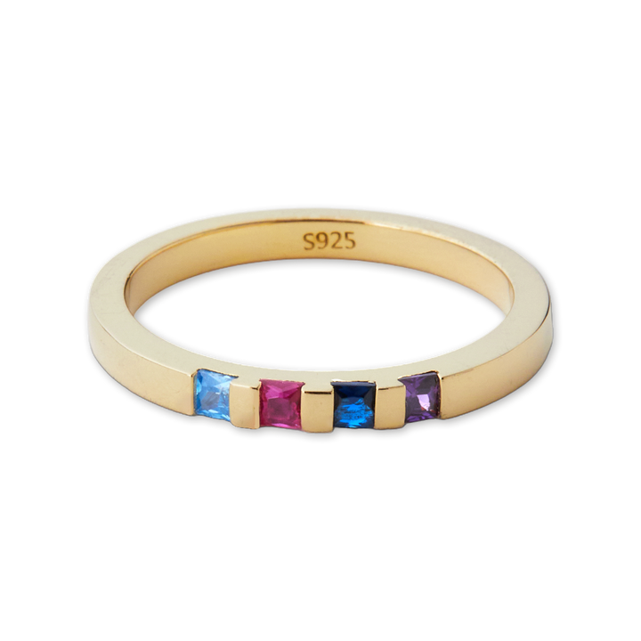 Princess-Cut Birthstone Band Ring