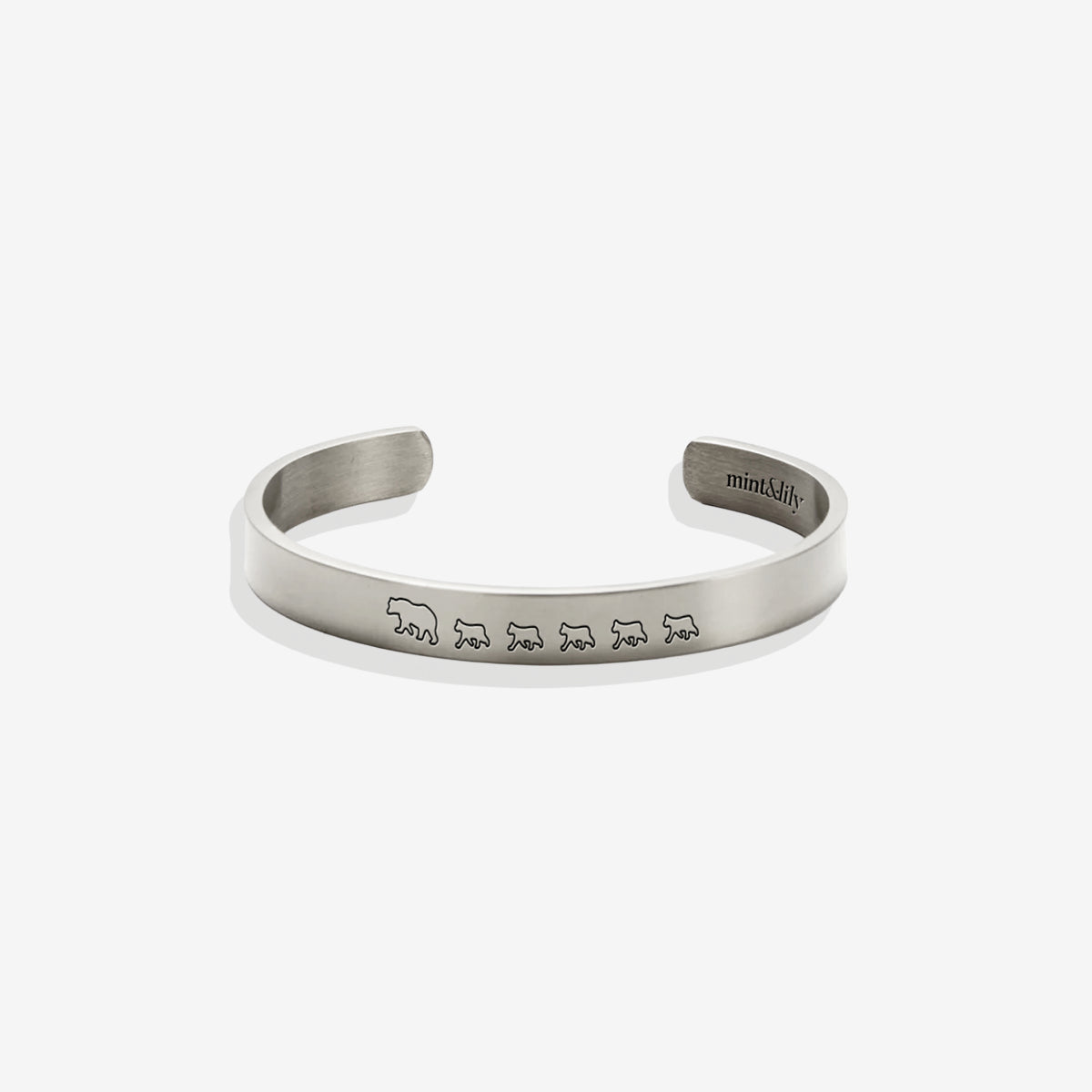 Mama Bear & Her Baby Bears Engraved Cuff Bracelet