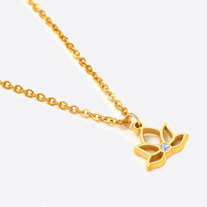 Collana con ciondolo mini loto e pietra di nascita