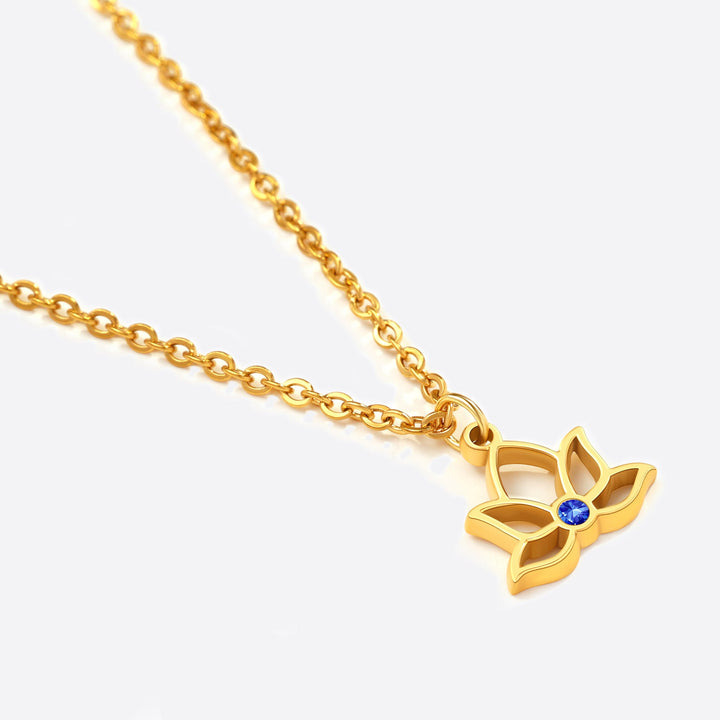 Collana con ciondolo mini loto e pietra di nascita