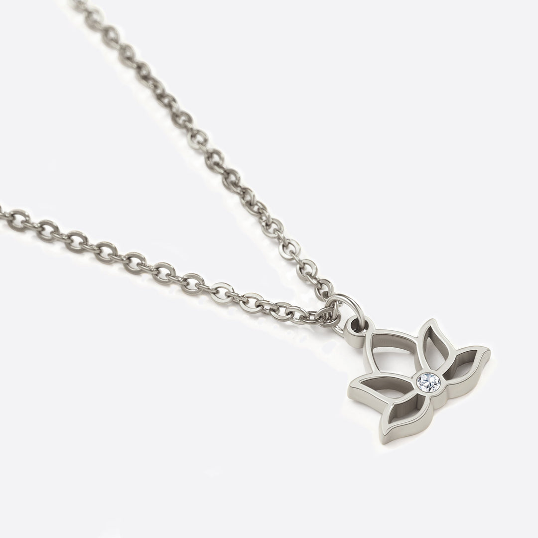 Collana con ciondolo mini loto e pietra di nascita