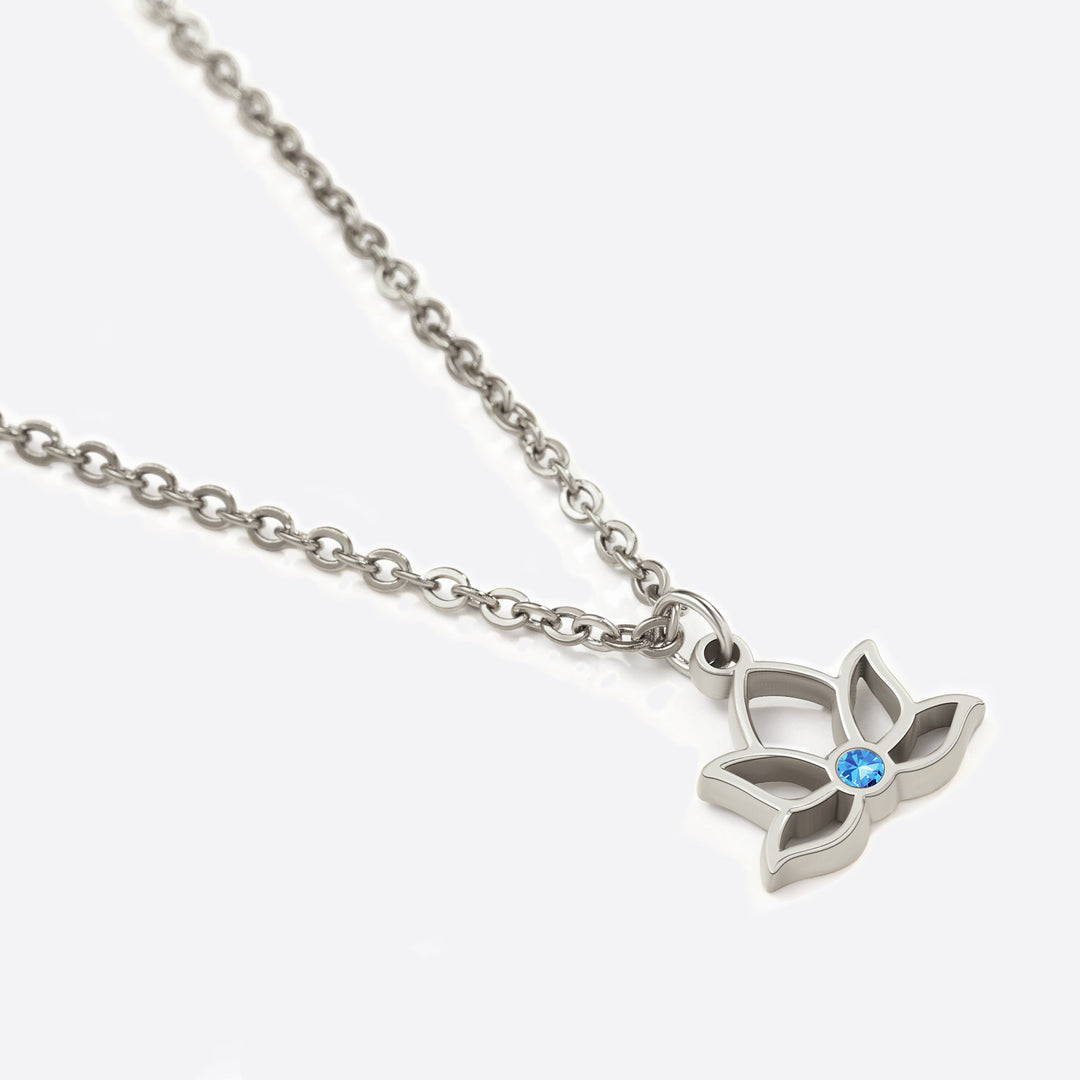 Collana con ciondolo mini loto e pietra di nascita