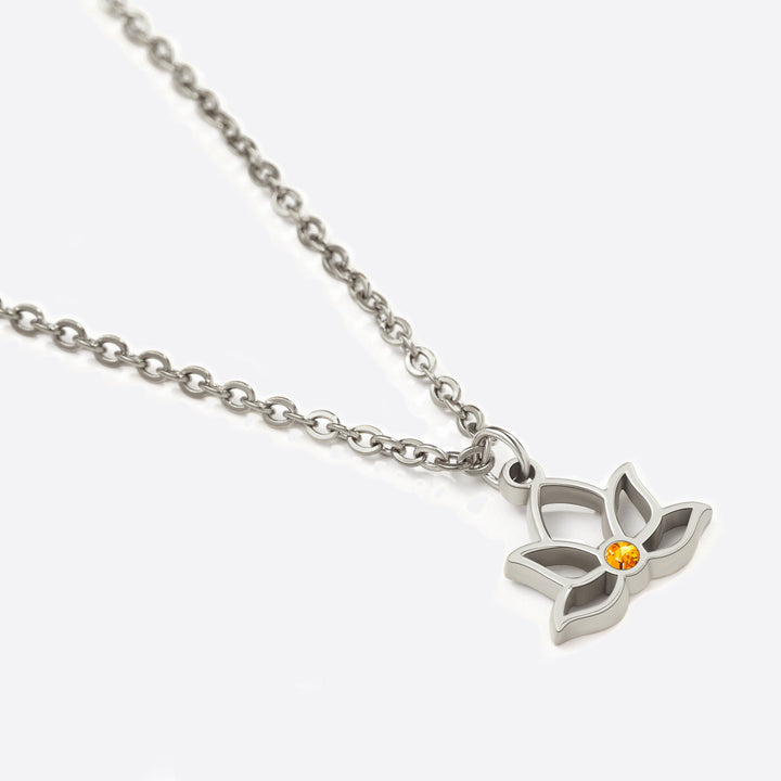 Collana con ciondolo mini loto e pietra di nascita