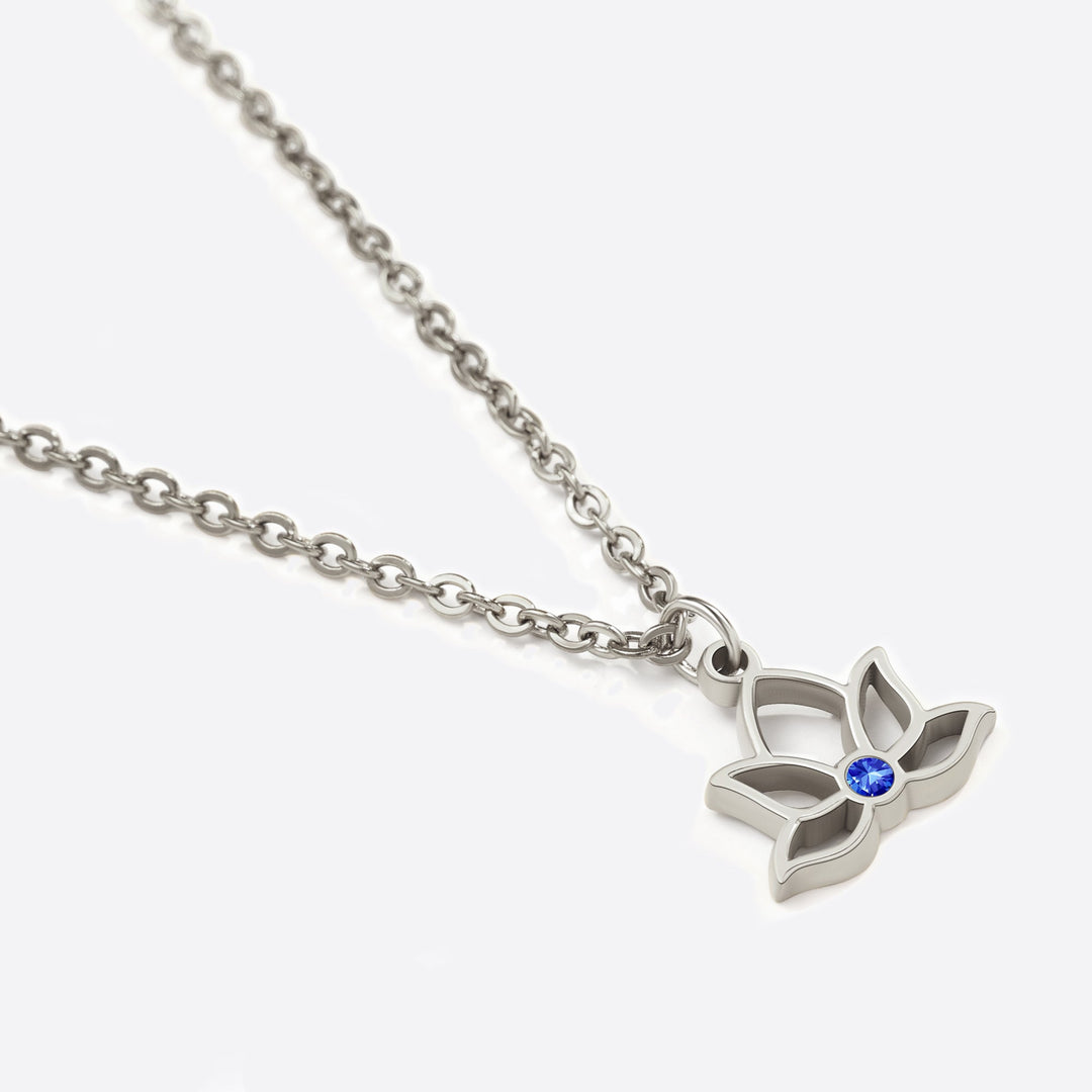 Collana con ciondolo mini loto e pietra di nascita