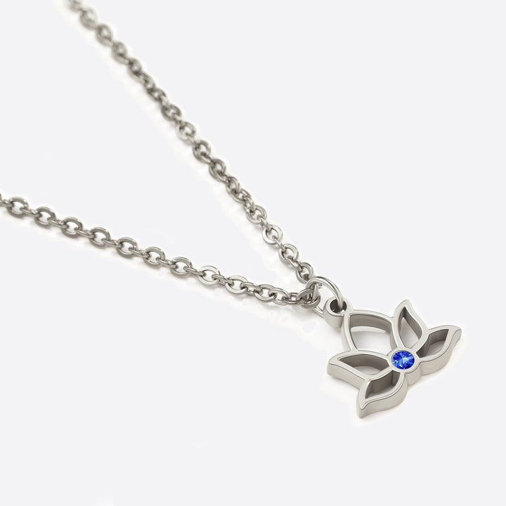 Collana con ciondolo mini loto e pietra di nascita