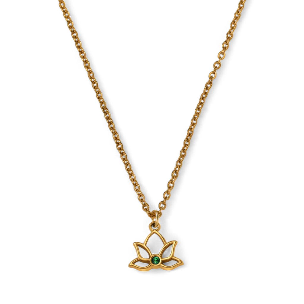 Mini Lotus geboortesteen hanger ketting
