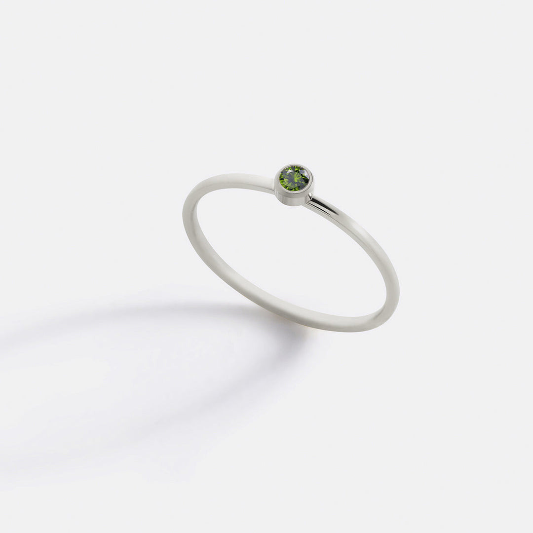 Minimalist Bezel-Set August Birthstone Stacking Band