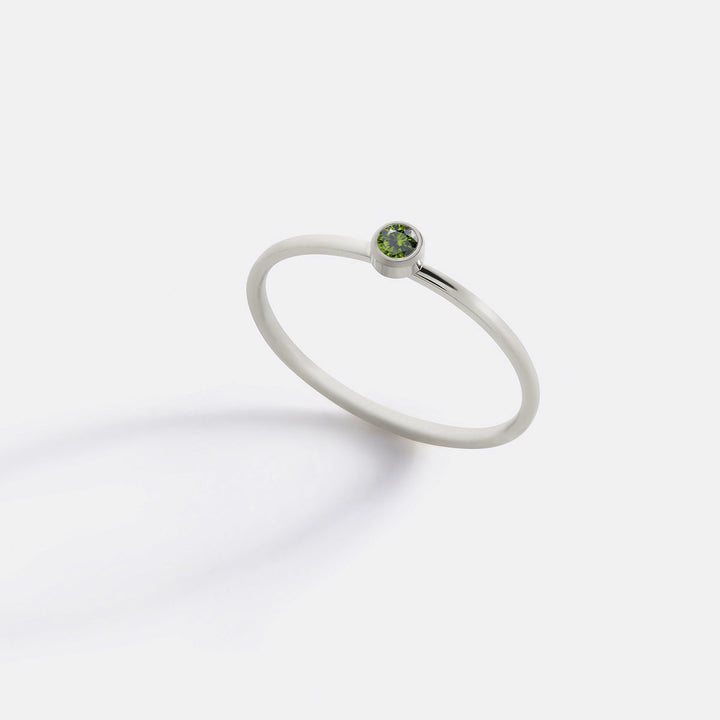 Minimalist Bezel-Set August Birthstone Stacking Band