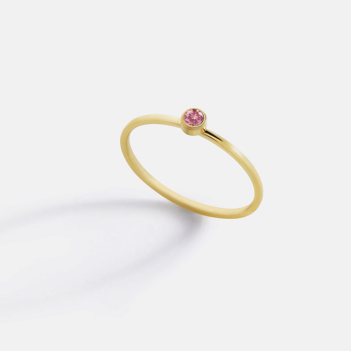 Minimalist Bezel-Set July Birthstone Stacking Band