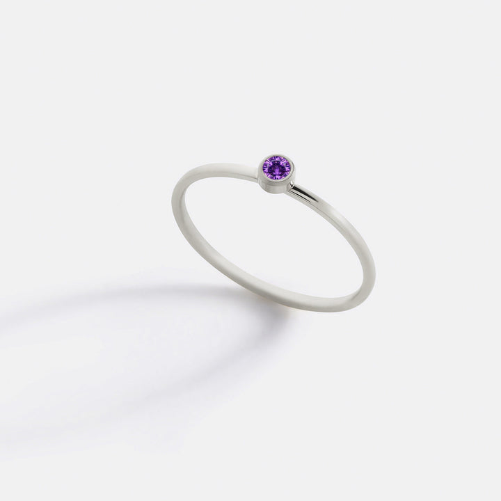 Minimalist Bezel-Set June Birthstone Stacking Band