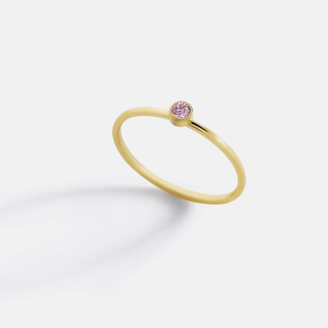 Minimalist Bezel-Set October Birthstone Stacking Band