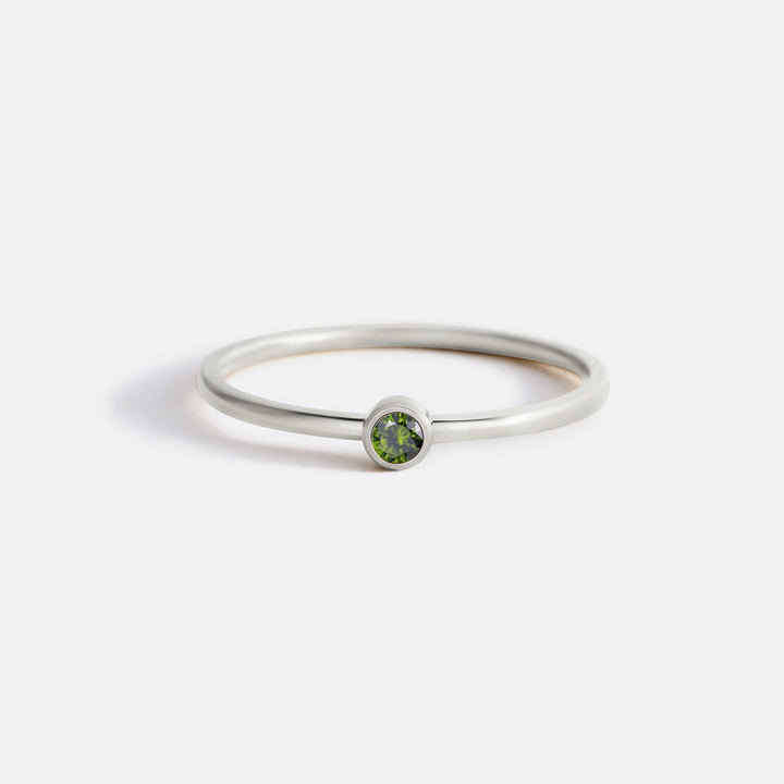 Minimalist Bezel-Set August Birthstone Stacking Band