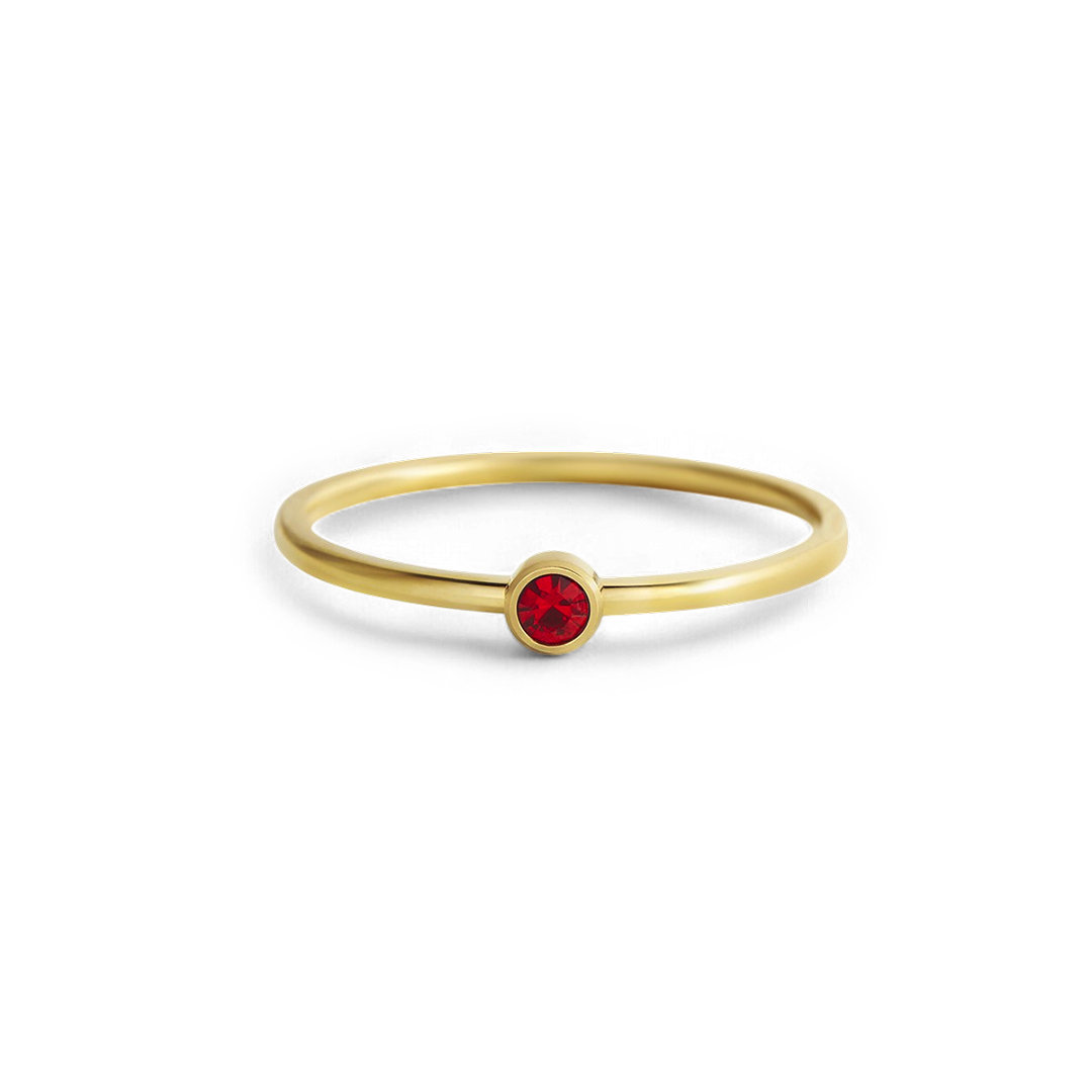 Minimalistische stapelring met geboortesteen in zetting met rand