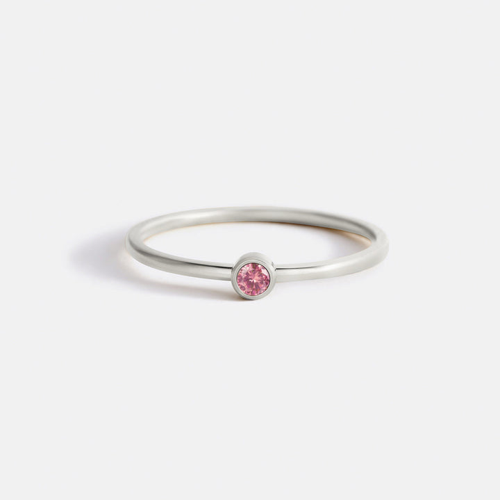 Minimalist Bezel-Set July Birthstone Stacking Band