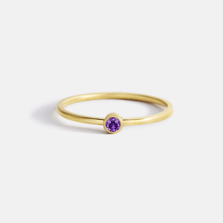 Minimalist Bezel-Set June Birthstone Stacking Band