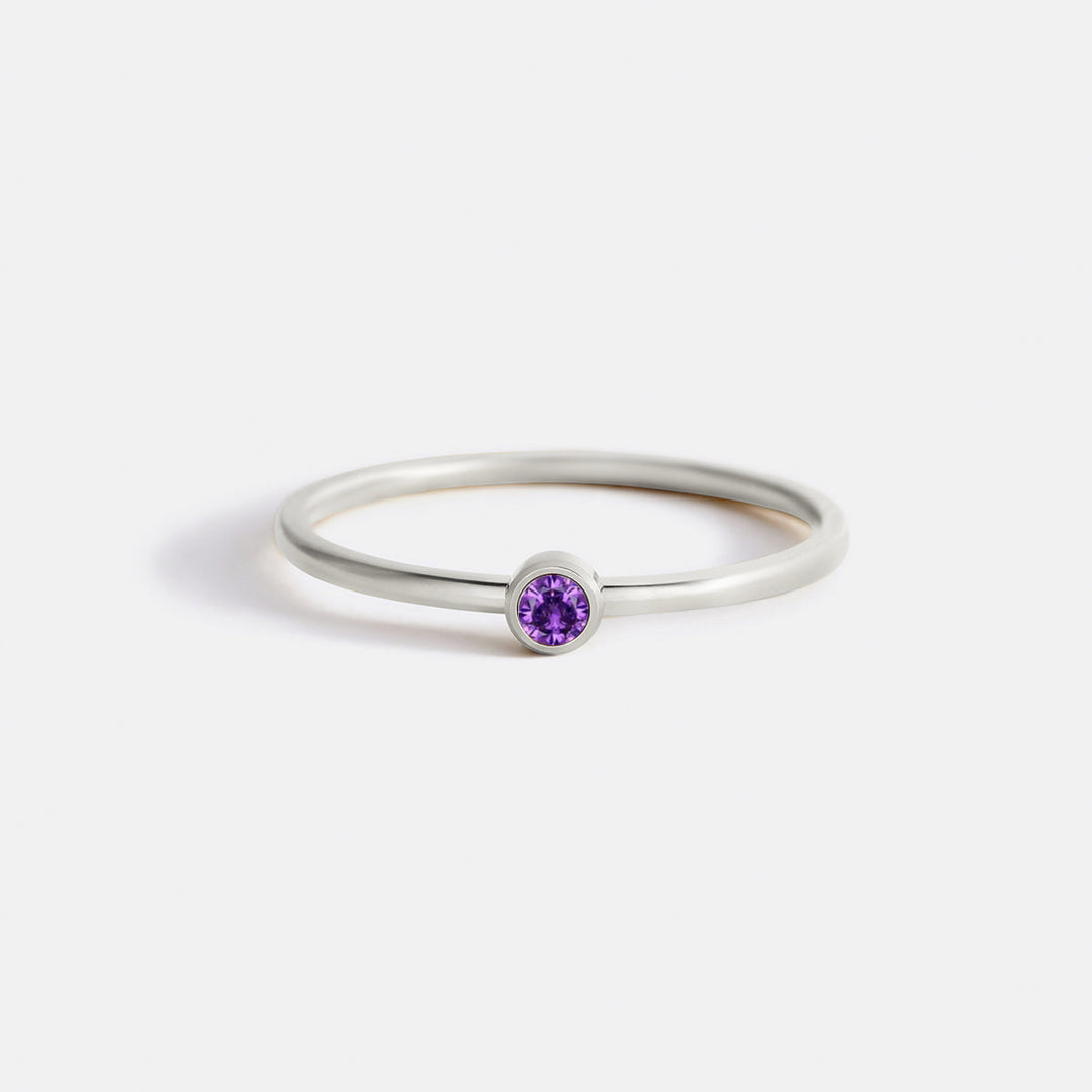 Minimalist Bezel-Set June Birthstone Stacking Band