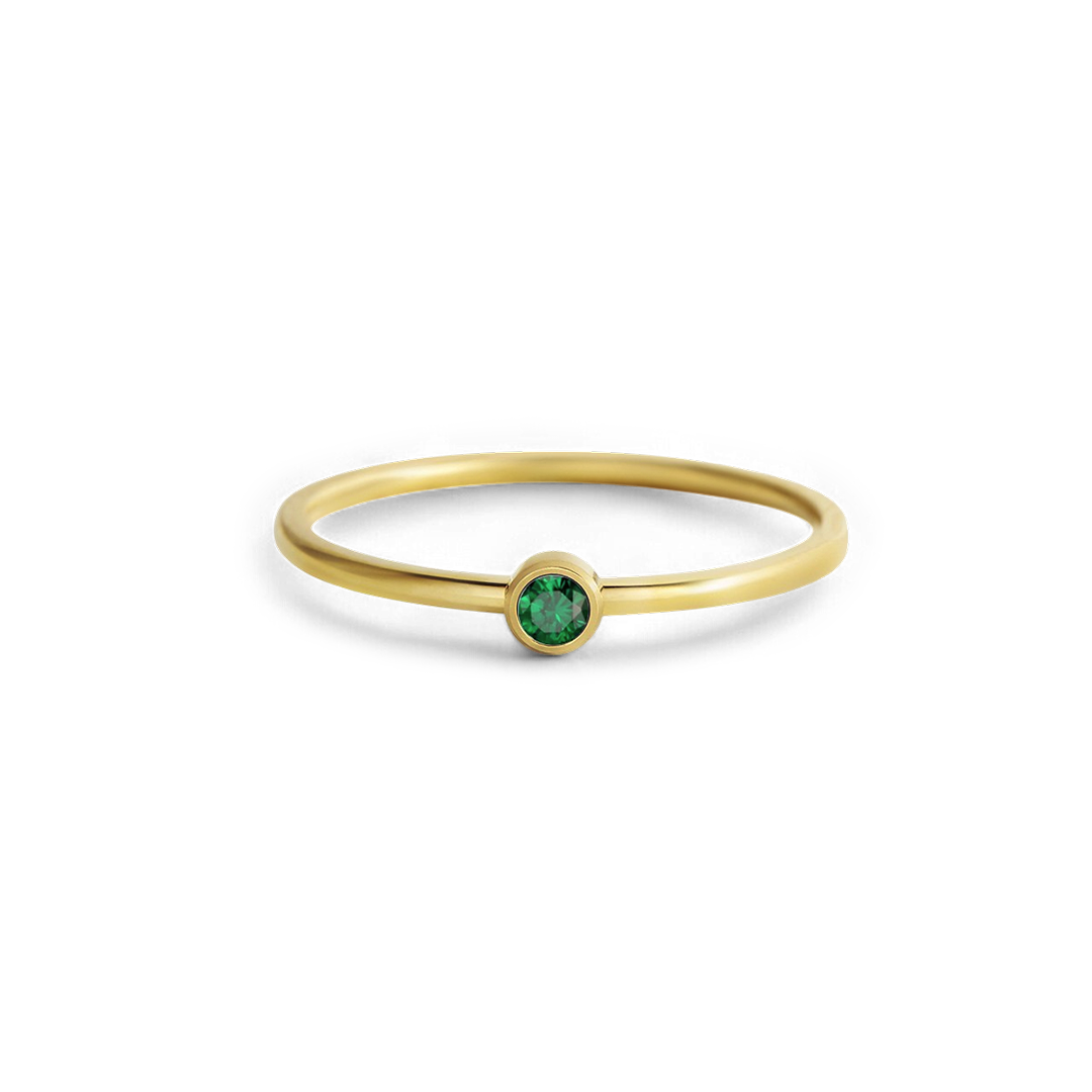 Minimalist Bezel-Set May Birthstone Stacking Band