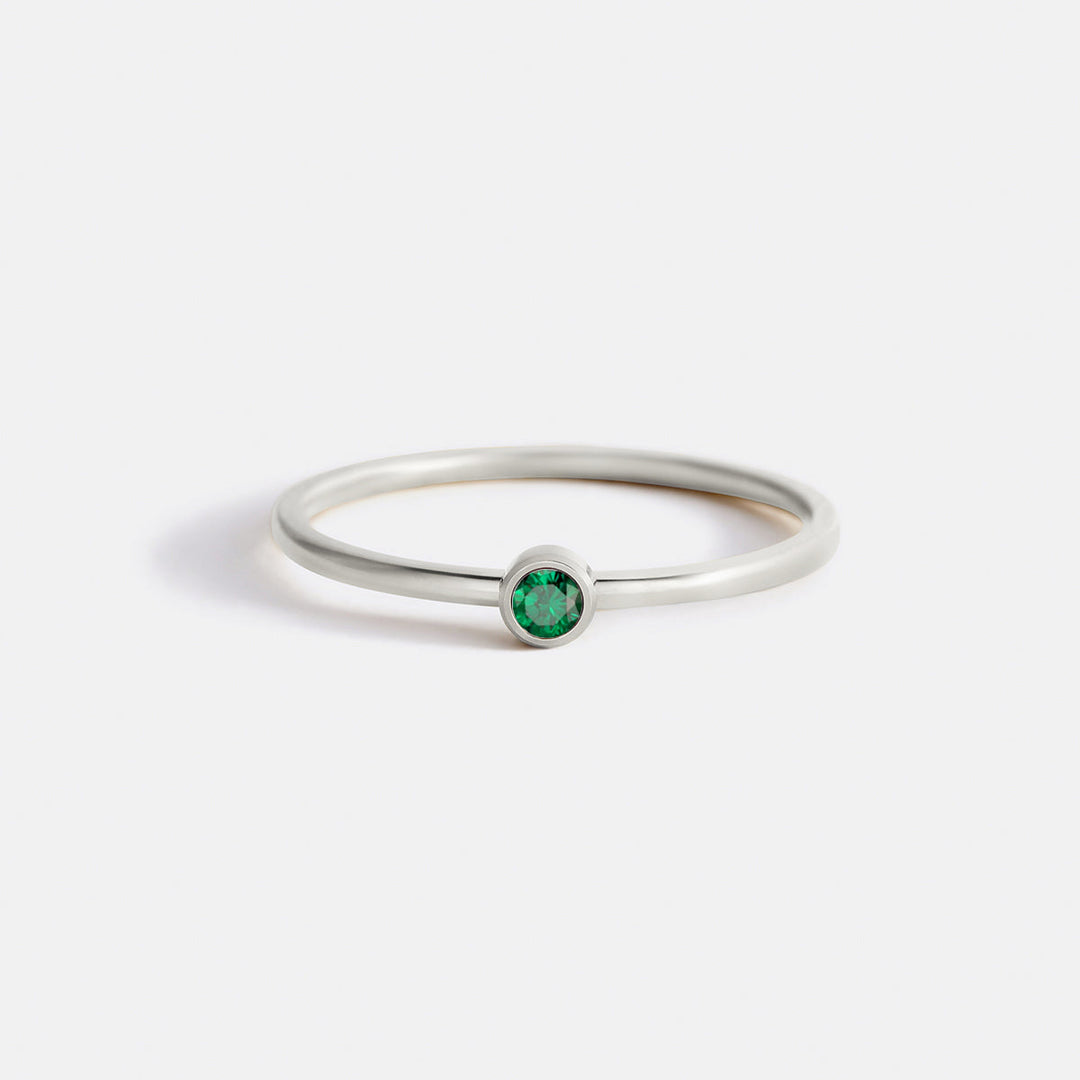 Minimalist Bezel-Set May Birthstone Stacking Band