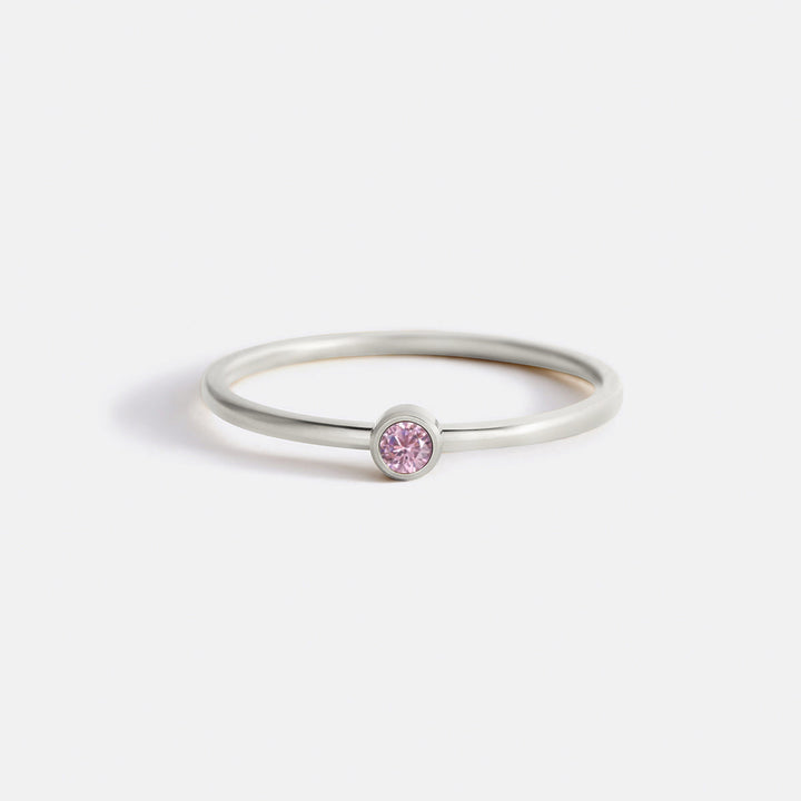 Minimalist Bezel-Set October Birthstone Stacking Band
