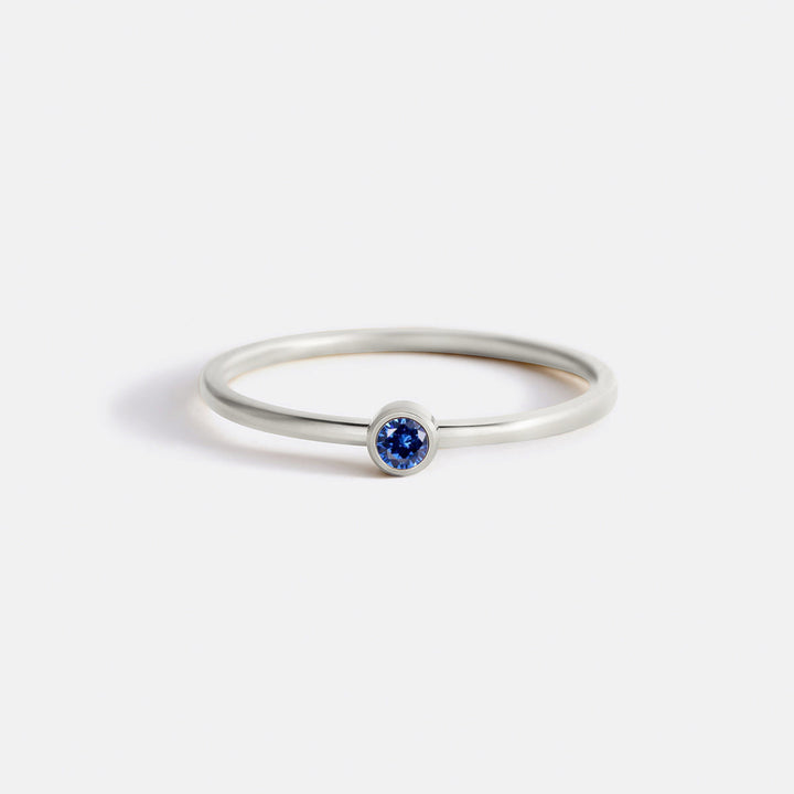 Minimalist Bezel-Set September Birthstone Stacking Band