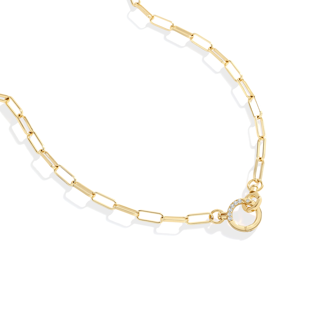 Halsband med mintfärgad pappersklämma och pavé-stenar