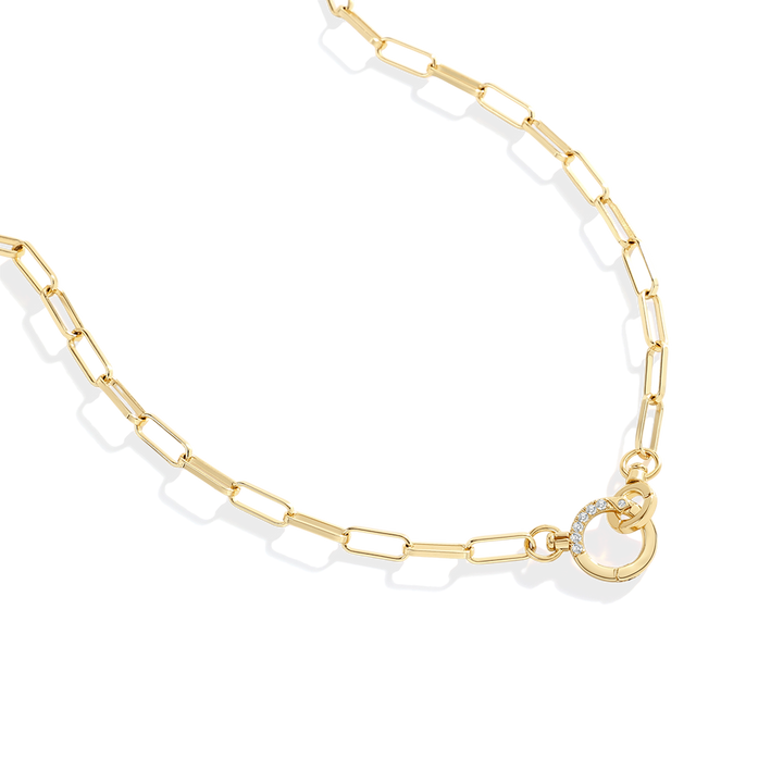 Halsband med mintfärgad pappersklämma och pavé-stenar