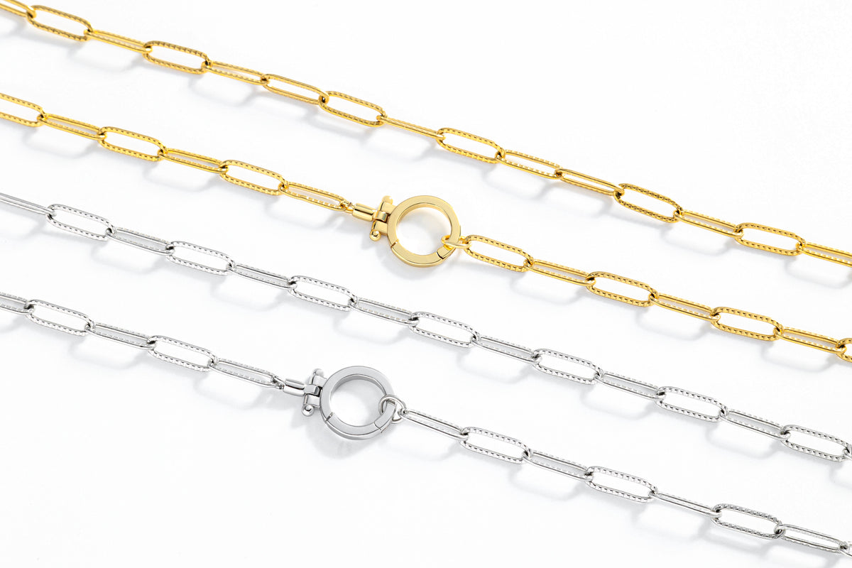 Collana Mint con Catena a Fermaglio Testurizzata
