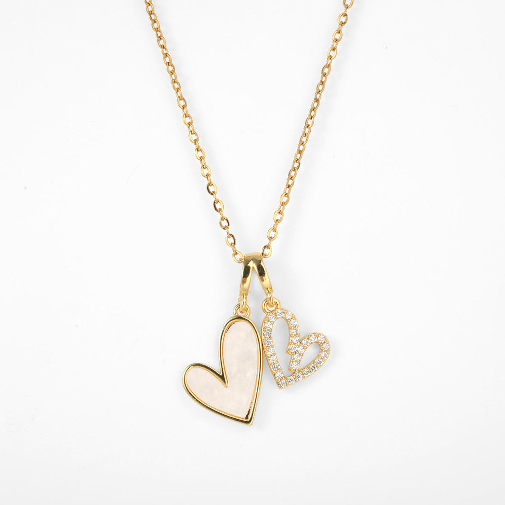 Collier Cœurs en Nacre et Pavé