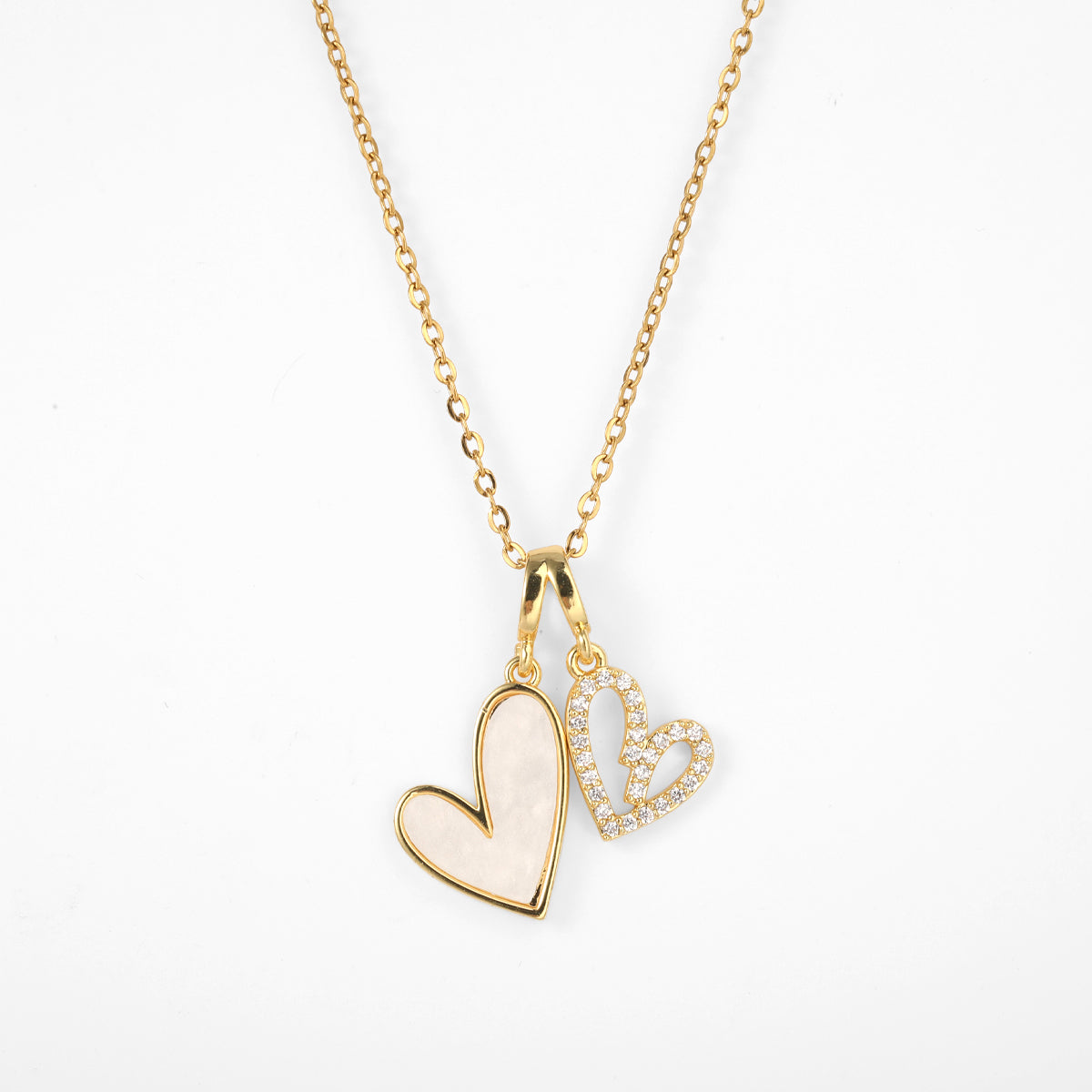 Collier Cœurs en Nacre et Pavé