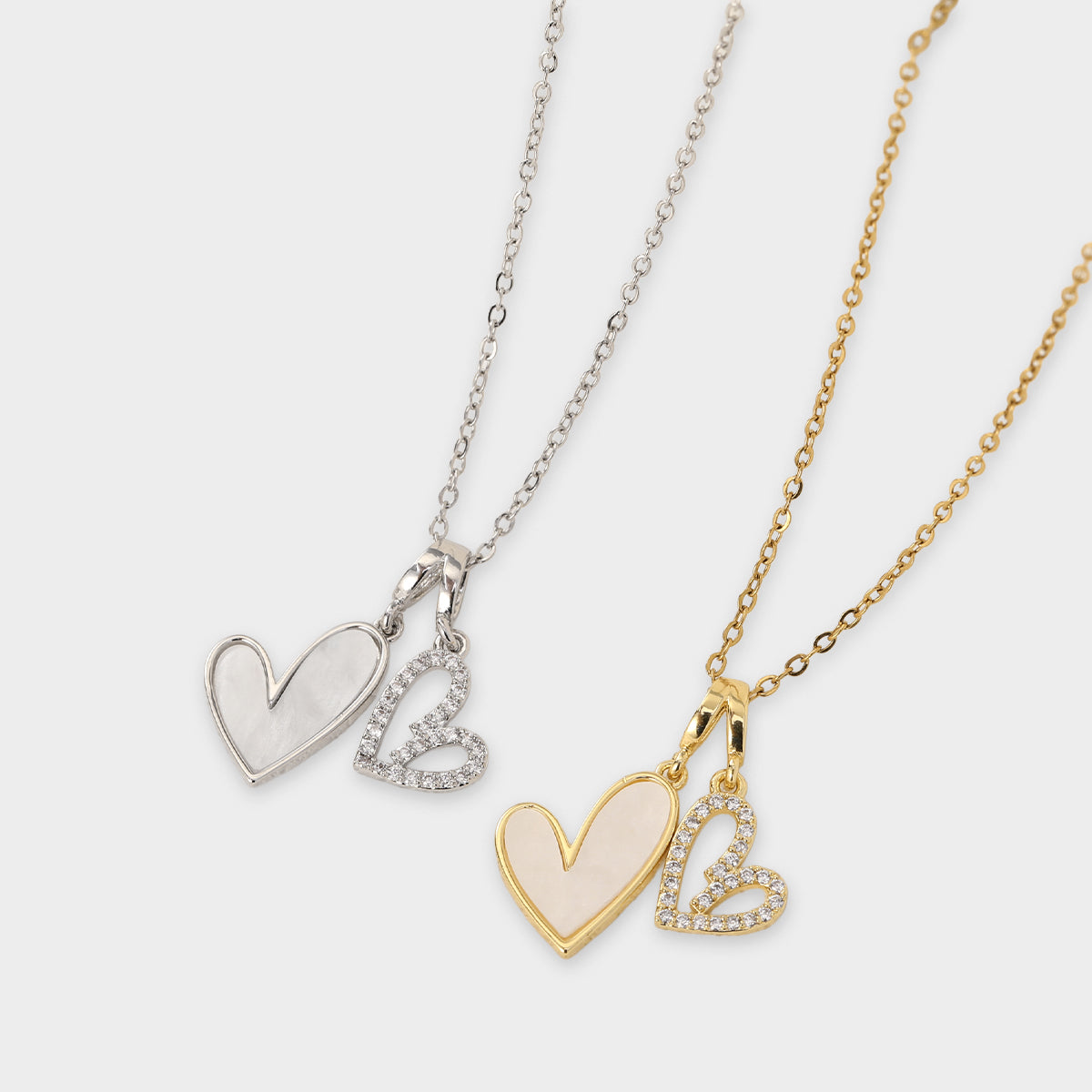 Collier Cœurs en Nacre et Pavé