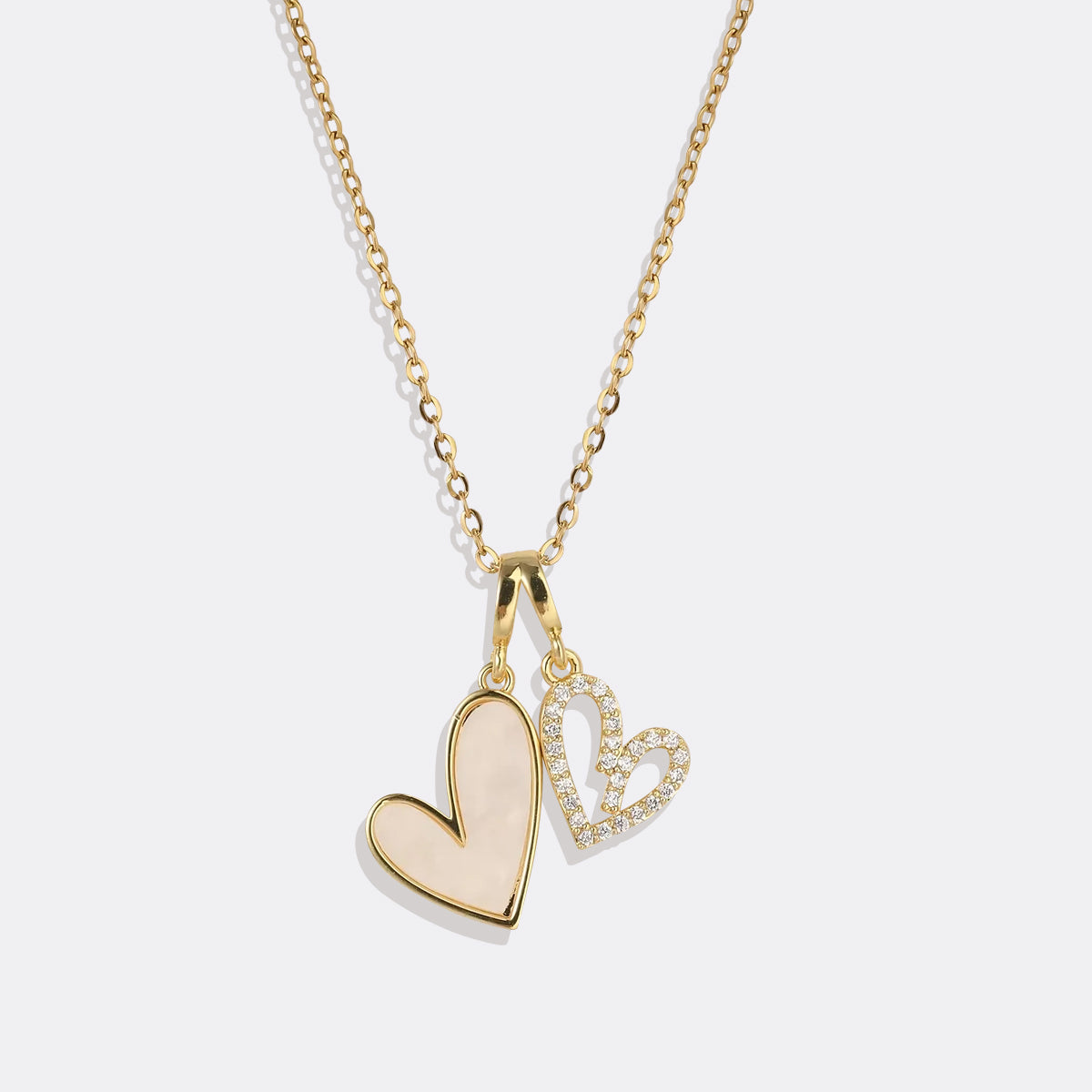 Collier Cœurs en Nacre et Pavé