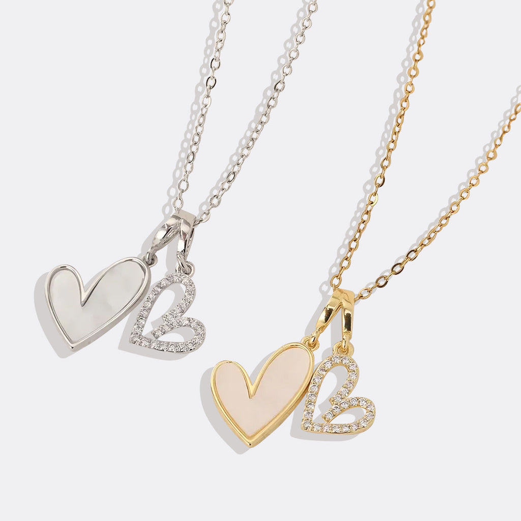 Collier Cœurs en Nacre et Pavé