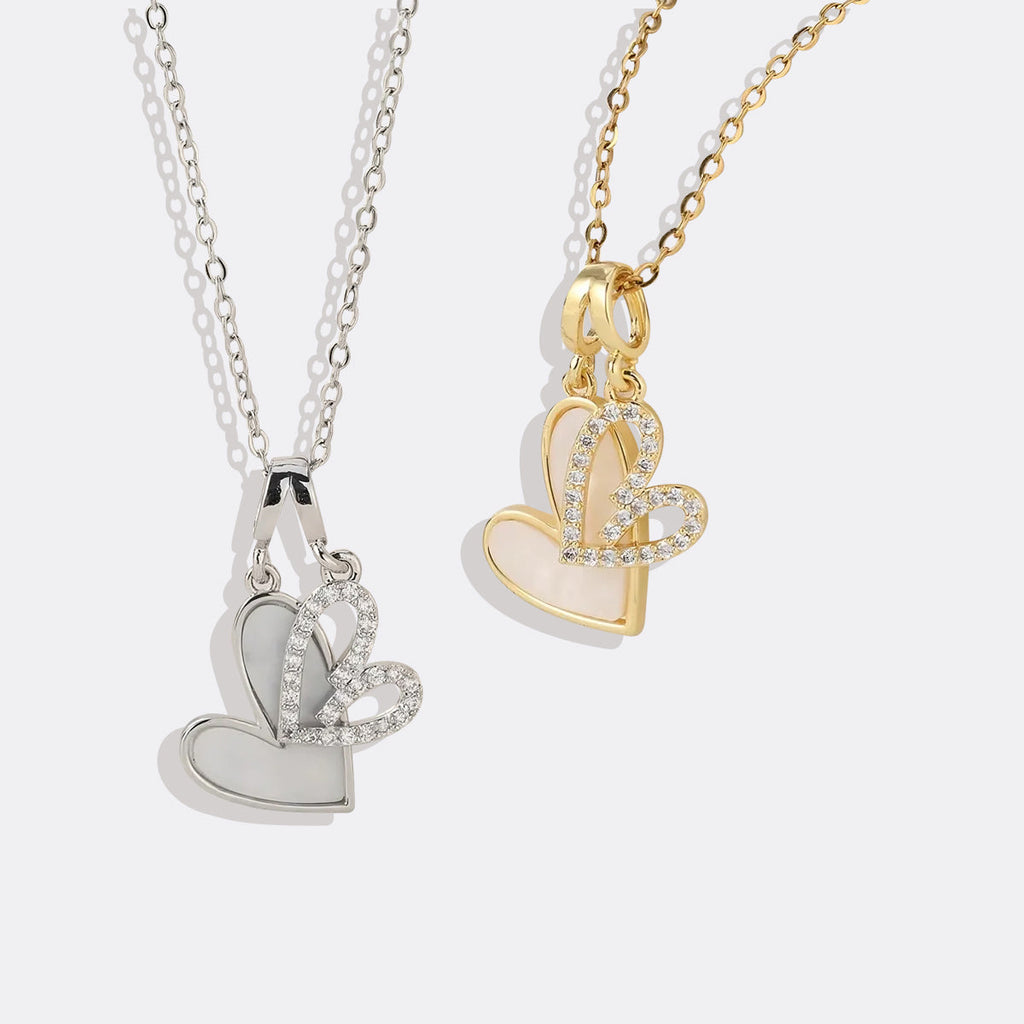 Collier Cœurs en Nacre et Pavé