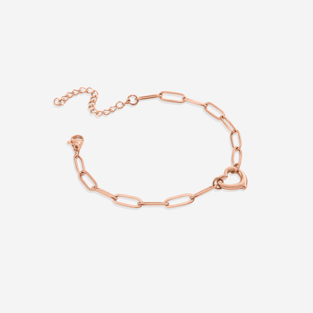 Open Heart Paperclip Chain Bracelet