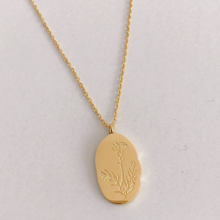 Collier Pendentif Fleur de Naissance Dorée