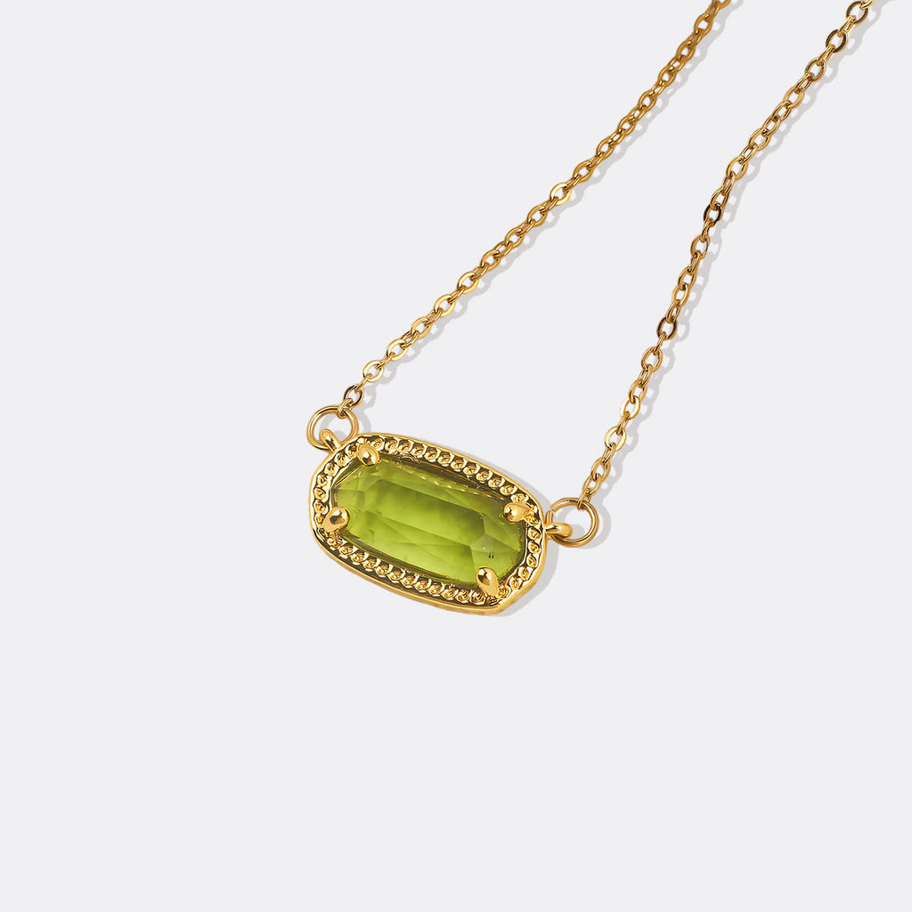 Oval Birthstone Pendant Necklace