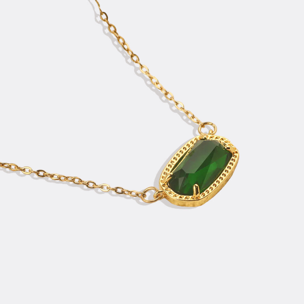 Oval Birthstone Pendant Necklace