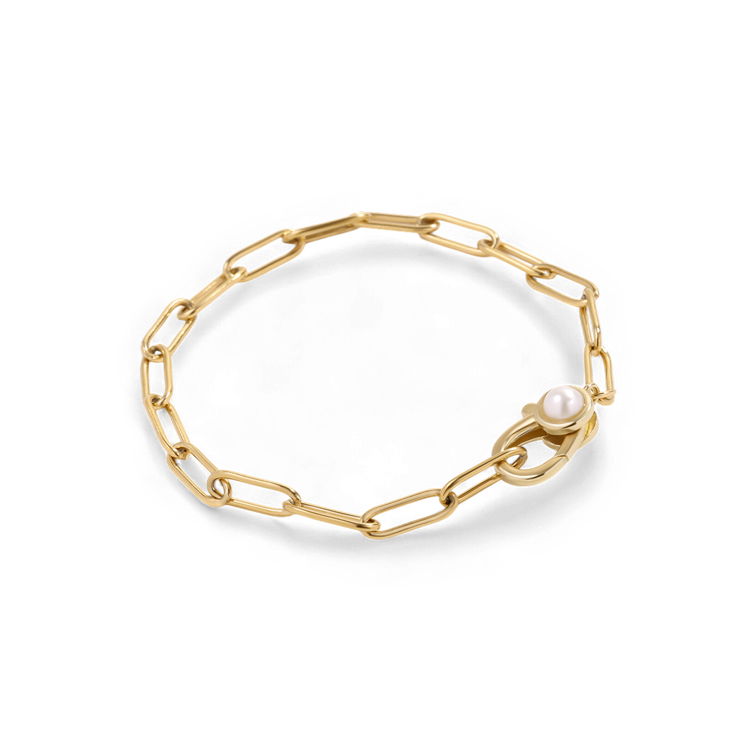 Paperclip Bracelet with Pearl Accent