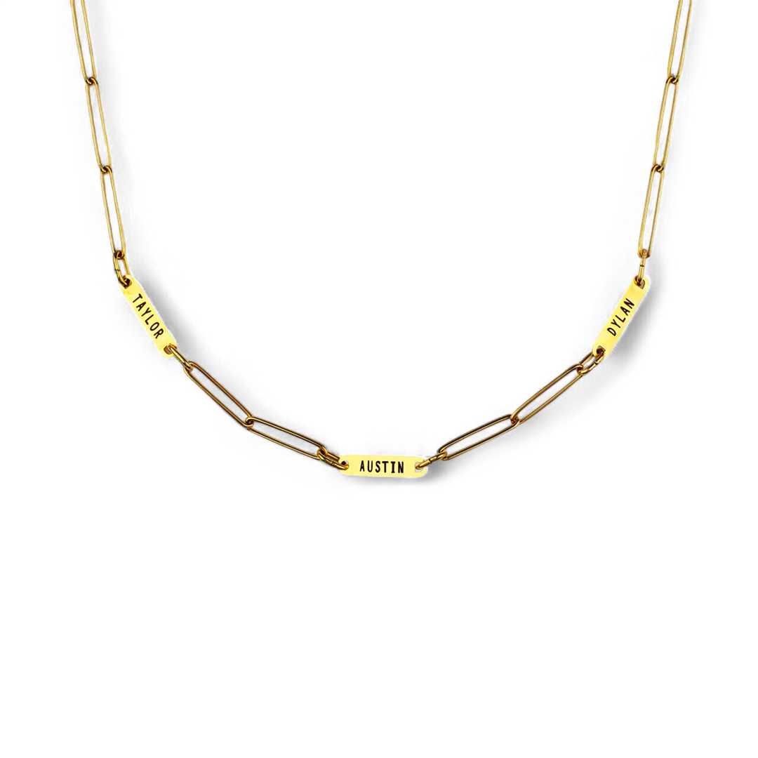 Paperclip Necklace With Personalized Names