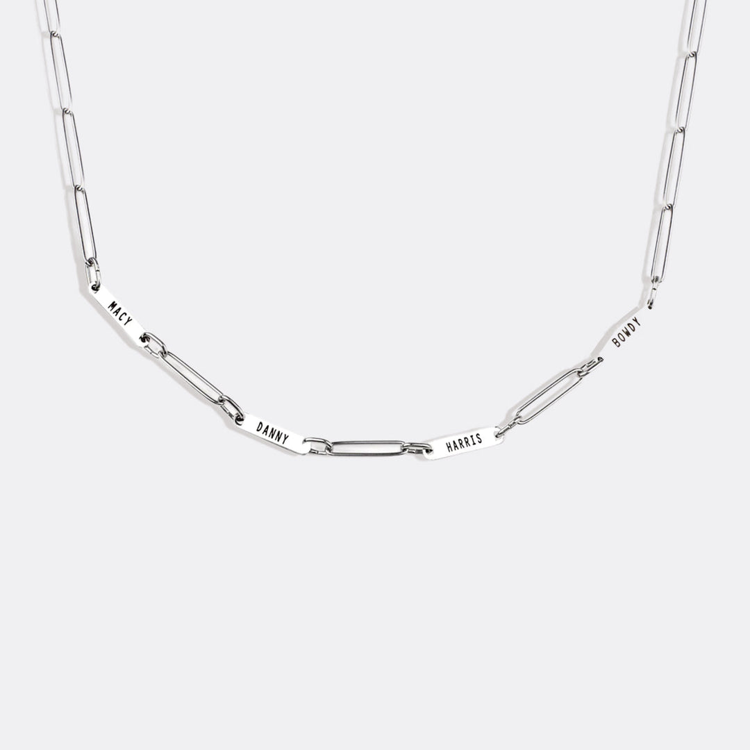 Paperclip Necklace With Personalized Names