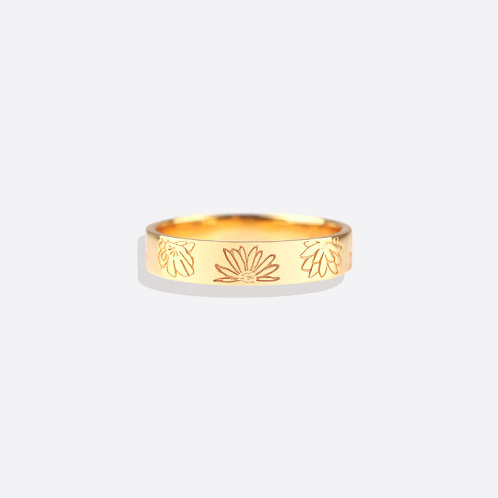 Personalized Stamped Flower Ring