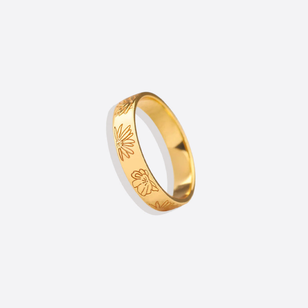Personalized Stamped Flower Ring