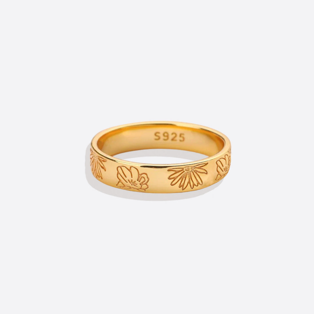 Personalized Stamped Flower Ring