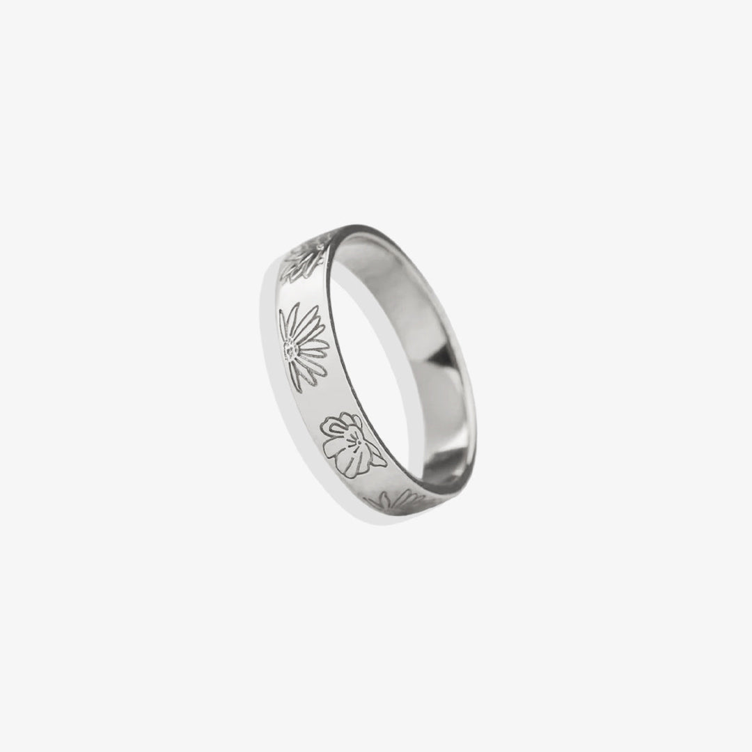 Personalized Stamped Flower Ring