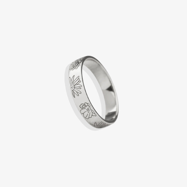 Personalized Stamped Flower Ring