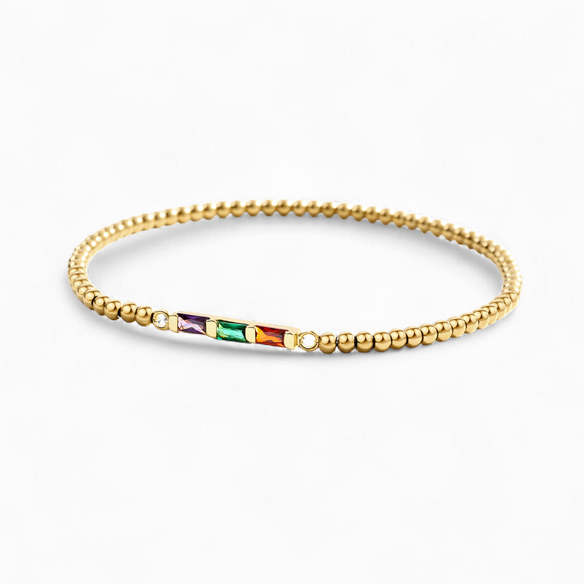 Personalisierbares Perlenarmband mit Baguette-Geburtsstein